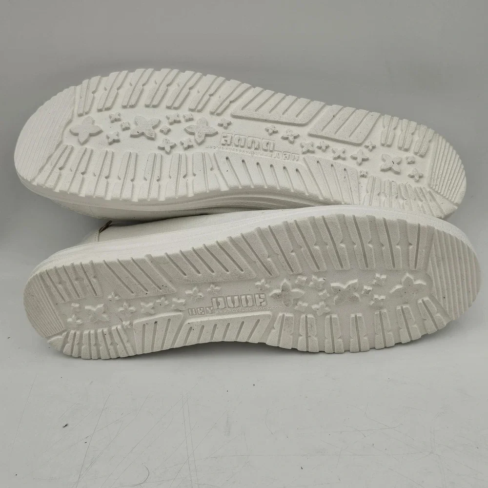 Hey Dude Wendy Chambray White Slip on Shoes Casual Women Size 10
